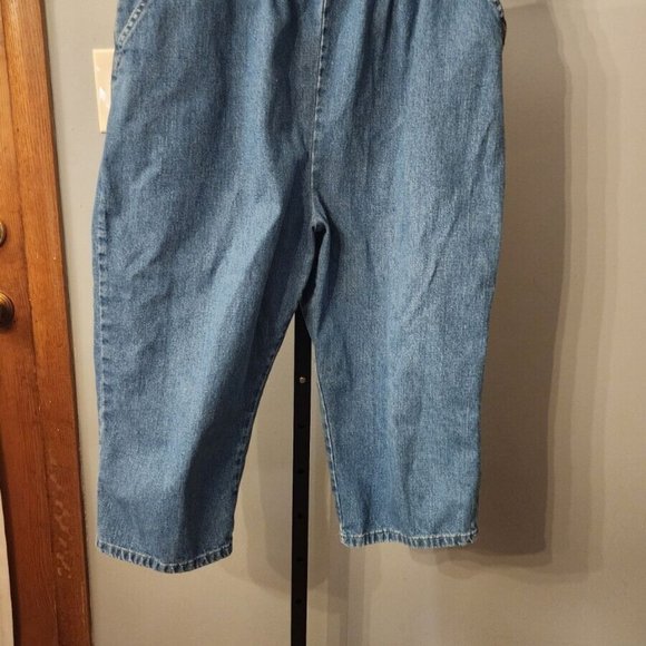 VF Jeanswear Cropped Jeans Size 18 Average Blue Denim Pull On Elastic Waist - Picture 2 of 8